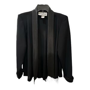 Another Thyme blazer, jacket, cardigan shimmer satin cuff and lapel flowy